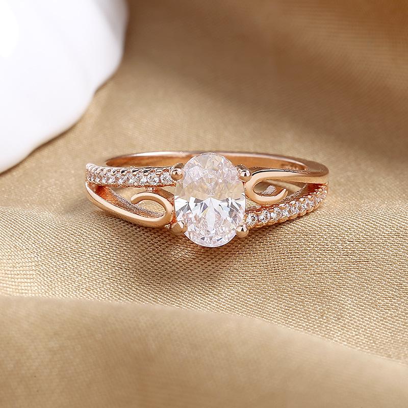Lindon Classic Copper Alloy Zircon Ring Ladies Jewelry Wedding Promise Party Gift
