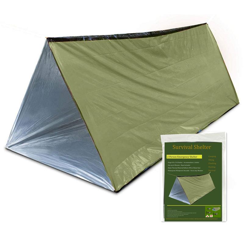 2-Person Outdoor Camping Tent Waterproof Lifesaving Tent Emergency Escape Camping Survival Tent Kit Outdoor Camping Mat