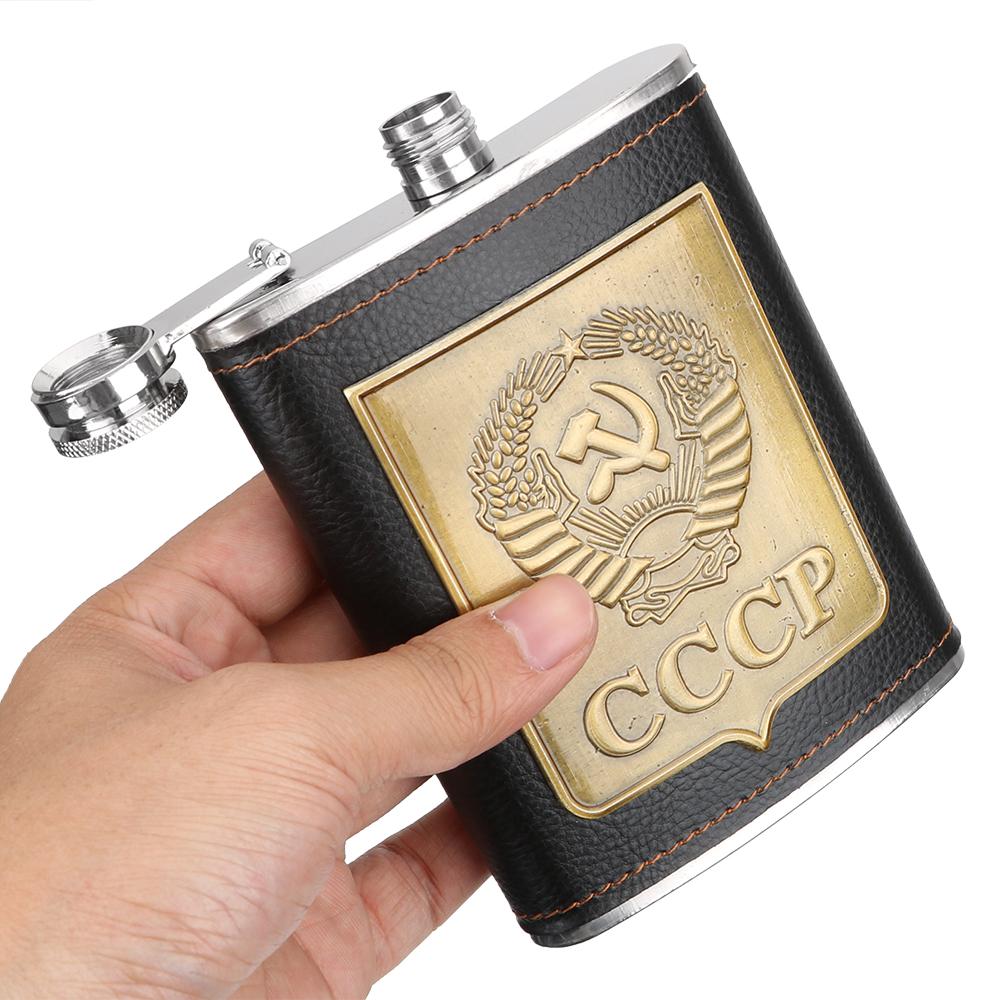 Mit Bechern Trichter Alkohol Weinbehälter CCCP-Muster Rutschfestes Trinkgeschirr Whisky Wodkaflaschen-Set Flachmann 8oz Edelstahl