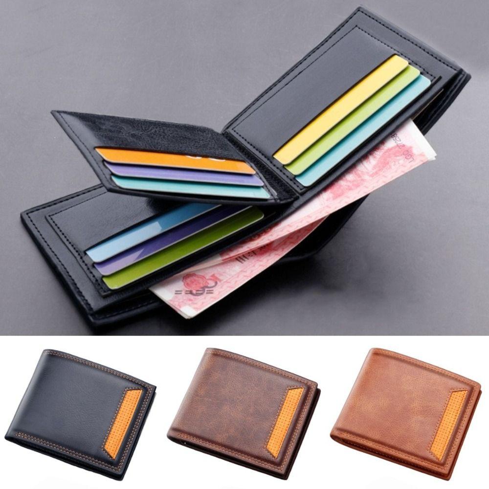 

Thin Men s Short Wallet Waterproof Male Coin Pocket High Quality Male Leather Purse Daily Use света кофе