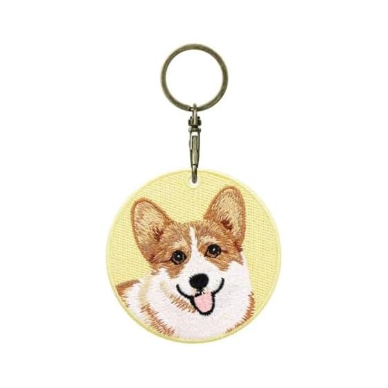 [Kotosan s Shop] Dog Animal Embroidery Keychain Circular Design Double Sided Embroidery
