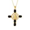 Copper Plated 18K Gold Cross Pendant Necklace with Multi-color Zircon Embellishments