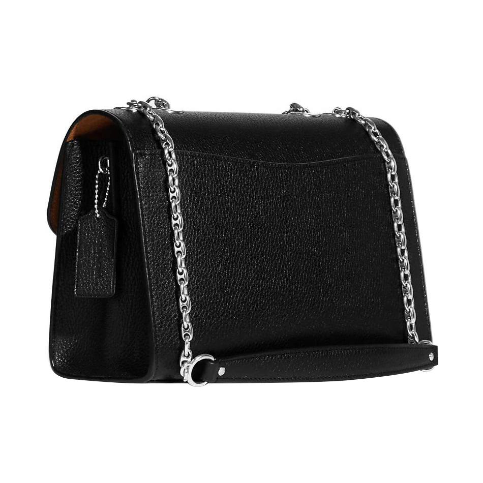 New COACH Lane Cow Leather Crossbody Bag Shoulder Bag Women's Black CC330-SVTSQ