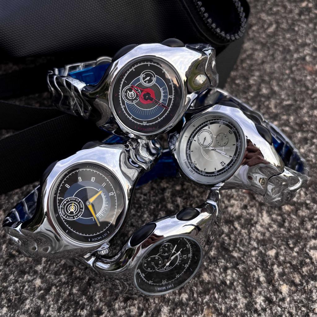 Hot selling Alien Unique Y2k Quartz Watch Mens Twisted Case Oval Ellipse Special Creative Design Steel Fashion Men Watch Clock