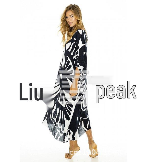 Black Rayon Butterfly Robe: Casual Beach Bikini Cover-Up Dress