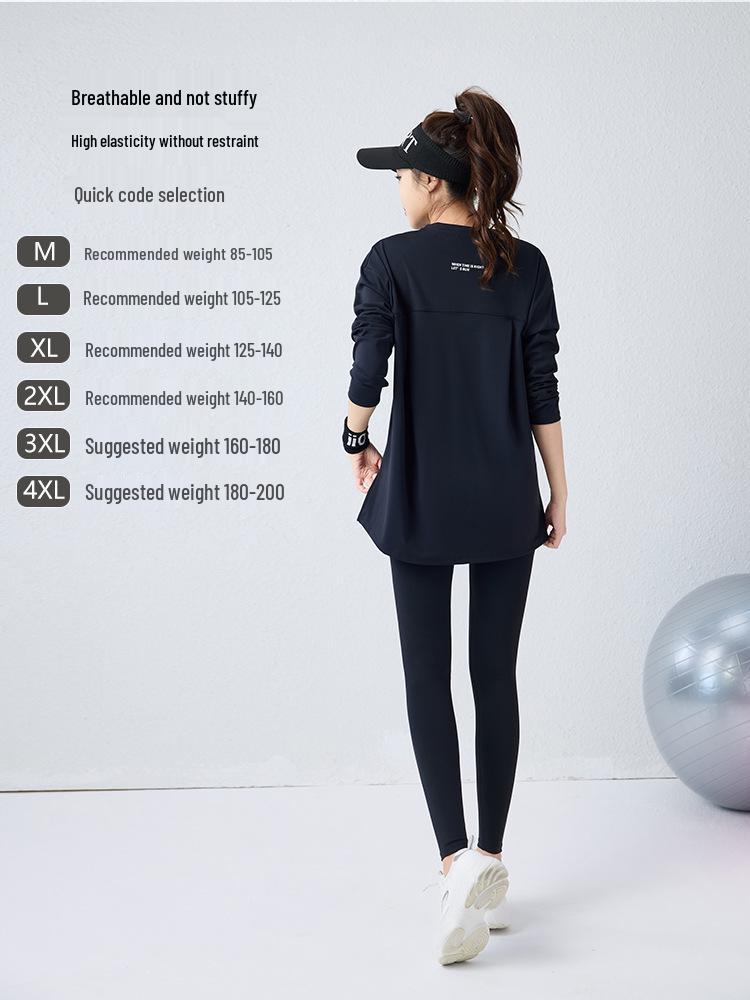 Women's 2026 Three-Piece Yoga Set: Loose Long Sleeve, Tapered Pants, Sporty Letter Vest Fitness Wear