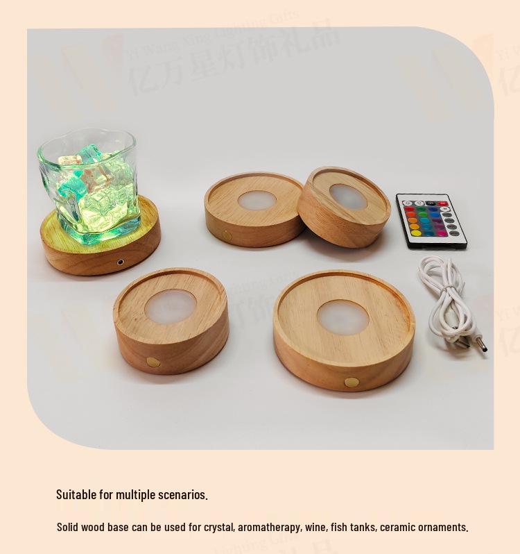 LED-Lit Solid Wood Base DIY Aromatherapy Diffuser with Stone Crystal Ornament