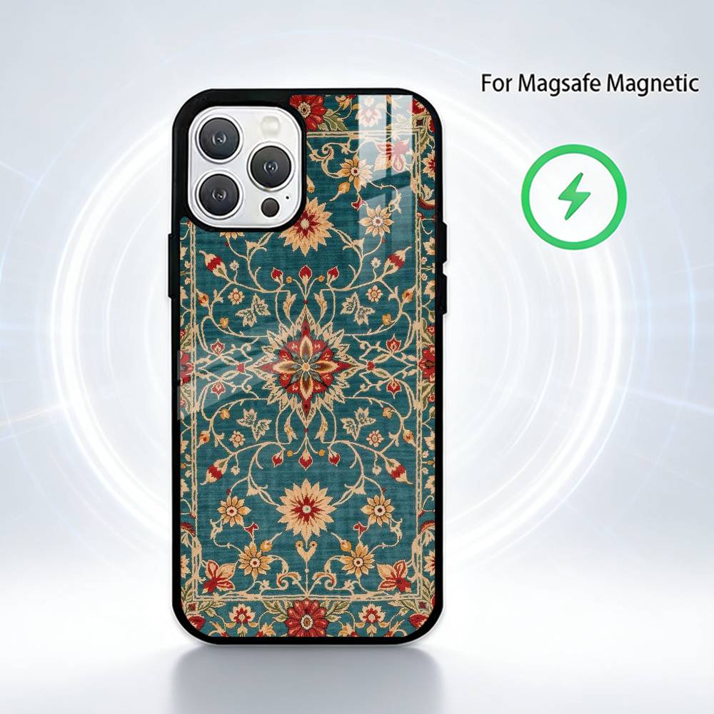 

Персидский ковер Цветочный узор Чехол для телефона Для iPhone 14,16,15,13,17,12,Plus,Pro,Max Магнитный Для Magsafe Матовый Чехол iPhone17Air
