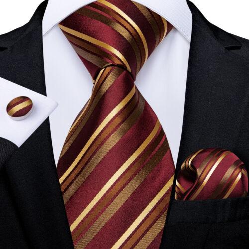 Dibangu Mens Silk Necktie Set Striped Paisley Solid Tie Pocket Square Cufflinks