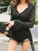 Chic Black Sheer Chiffon Shirt - Stylish and Sexy 2023 Mature Fashion Top