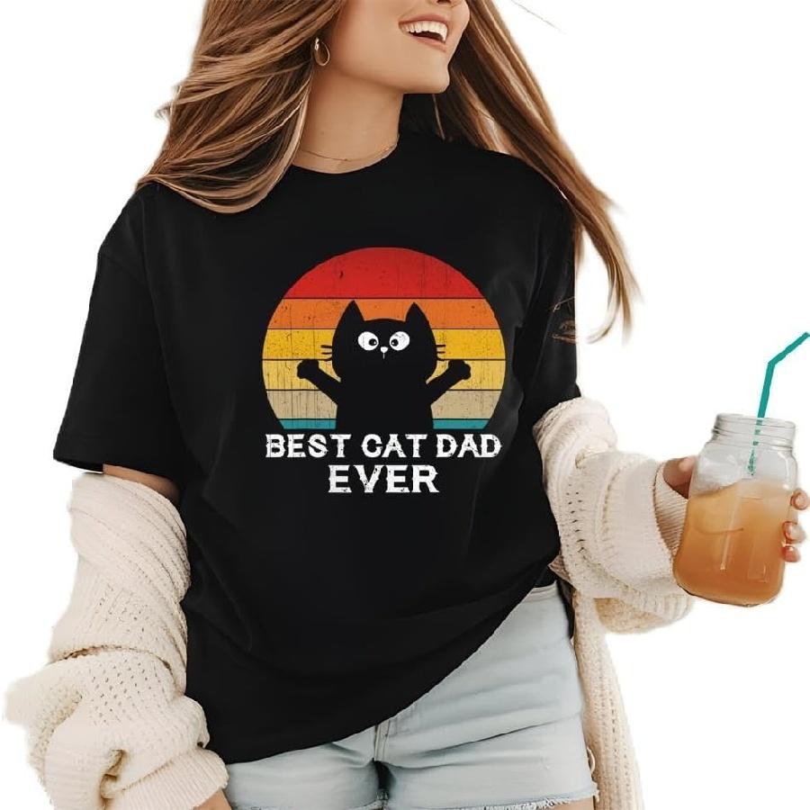 

BestCatDadEver-FunnyCatGiftsForMenT-Shirt Classic-Premium-Heavyweight Crewneck T-Shirt, Sweatshirt Hoodie Tanktop for Women Black XXXXXL чорний