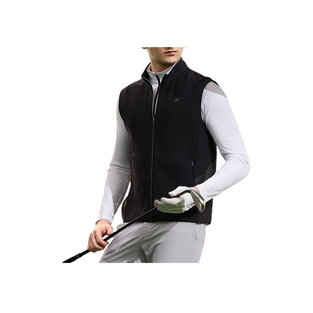 Fila Golf Series Simple Brand Logo Knitted Sleeveless Vest Men Vest Deep-Black A11M315515F-BK