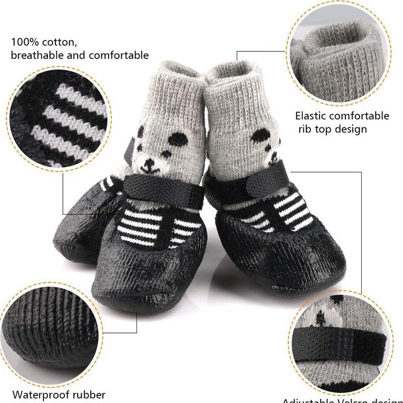 4pcs/lot Winter Warm Dog Socks Anti-Slip Rain Snow Boots Waterproof Puppy Chihuahua Dogs Shoes Booties for Small Large Dogs