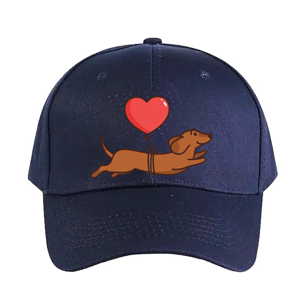 Cute Dachshund Dog with Balloon Cap Summer Woman Man Baseball Cap Adjustable with Curved Brim Duckbill Cap Protection Sun Hats