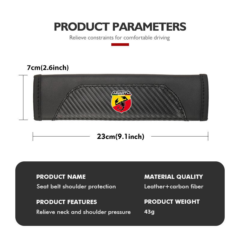 For Abarth Car Seat Shoulder Belt Cover Safety Belt Protector Pad Auto Interior Accessories FIAT 500 Doblo Tipo FR Panda Argo