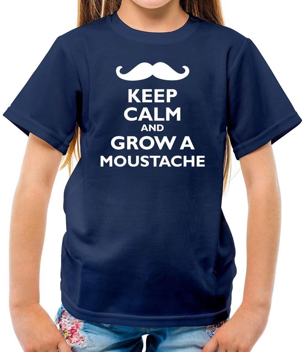 Keep Calm And Grow A Moustache - Kids T-Shirt - Mo Beard Facial Hair Funny Bro 160