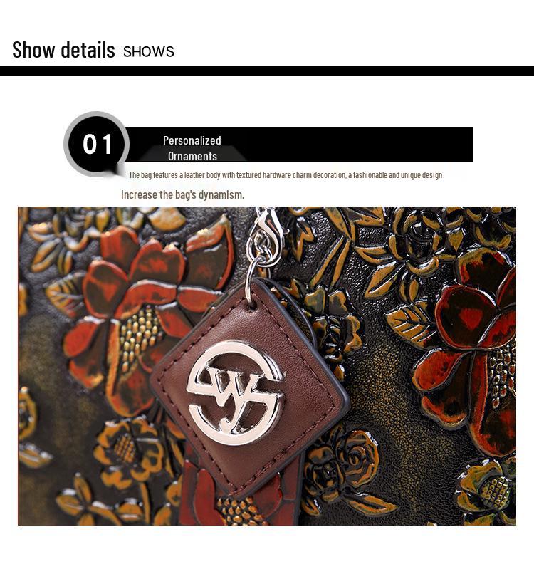 2025 Spring/Summer Large Genuine Leather Single Shoulder Bag for Middle-Aged Women – Light Luxury Brand