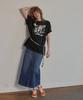 Mc Wood Gun Ronas 7993 Spandex Denim Whisker Medium Indigo Long Skirt