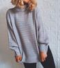 Autumn and Winter New European and American Casual Loose Half High Neck Long Sleeved Knitted Sweater Pullover for Women 3511