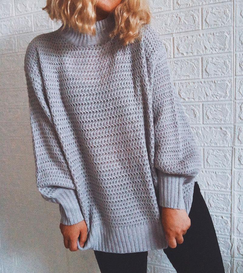 Autumn and Winter New European and American Casual Loose Half High Neck Long Sleeved Knitted Sweater Pullover for Women 3511