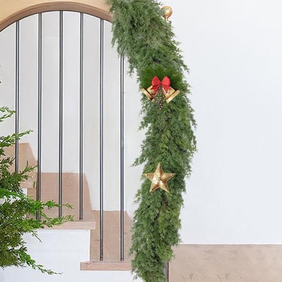 Artificial Norfolk Pine Garlands Real Touch Faux Pine Greenery Garland for Christmas Holiday Table Fireplace Window Indoor Outdoor Decor