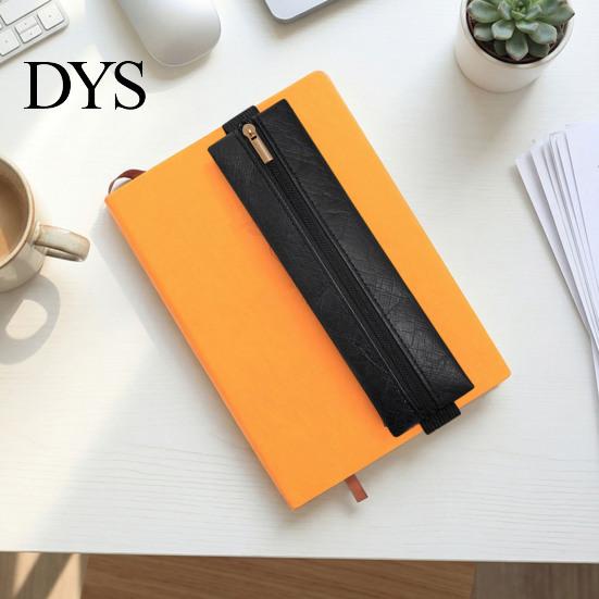 Retro Texture Writing Tool Case Zipper Pen Holder for Notebook, with Adjustable Elastic Band Versatile Daily Commuter Bag Design, Slim Lightweight