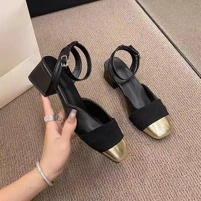 Baotou French Sandals Women's Summer Middle Heel 2025 New Fairy Small Fragrant Style with Skirt Thick Heel Mary Jane Single Shoes