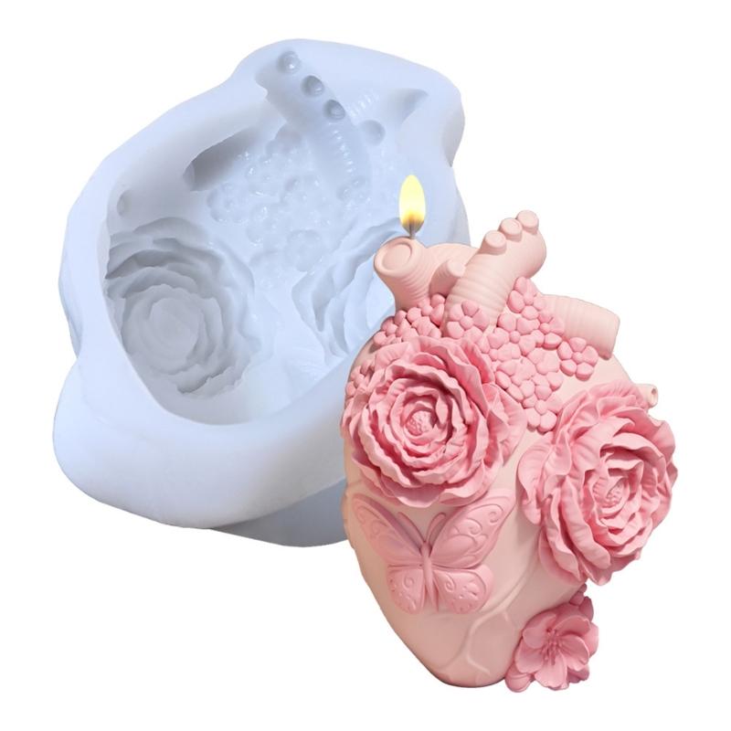 

3D Flower Candle Molds Castings Molds Flower Heart Silicone Moulds Epoxy Resin Molds Ornament Plasters Molds Soap Molds 1