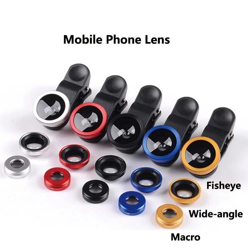 3in1 Fisheye Wide Angle Micro Camera Lens for iPhone Xiaomi Redmi 3in1 Zoom Fish Eye Len on Smartphone Lenses with Phone Clip