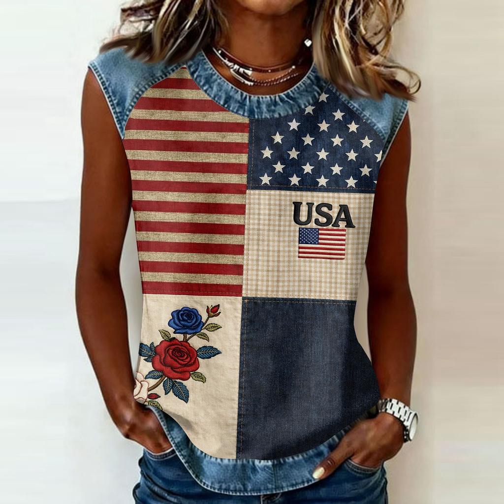 Camiseta informal de manga larga para mujer con cuello redondo y estampado