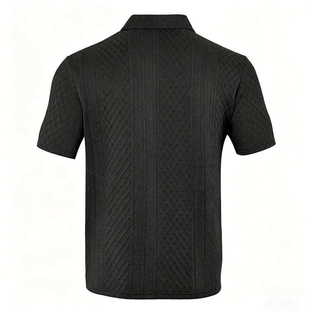 European and American Men's Summer Thin, Loose, Breathable, Casual Solid Color Jacquard Lapel Short Sleeved Polo Shirt for Men