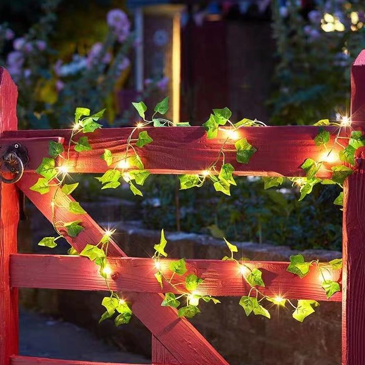 Green Leaf & Maple Pothos LED Solar String Lights