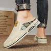 Corduroy Semi-Drag Men Casual Shoes Half Shoes For Men Mules Slipper Outdoor Sandals Summer Backless Board Shoes Flat Man Slides