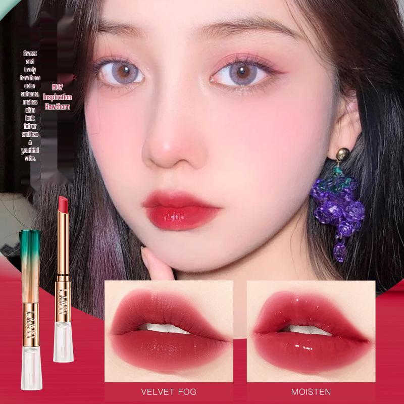 Lan Yi Waterproof Matte Lipstick - Non-Stick, Long-Lasting, Enhances Fairness for Yellow Skin, Star-Endorsed Brand.