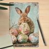 Vintage Easter Bunny Floral Eggs Metal Tin Sign Rustic Wall Art Home Decor