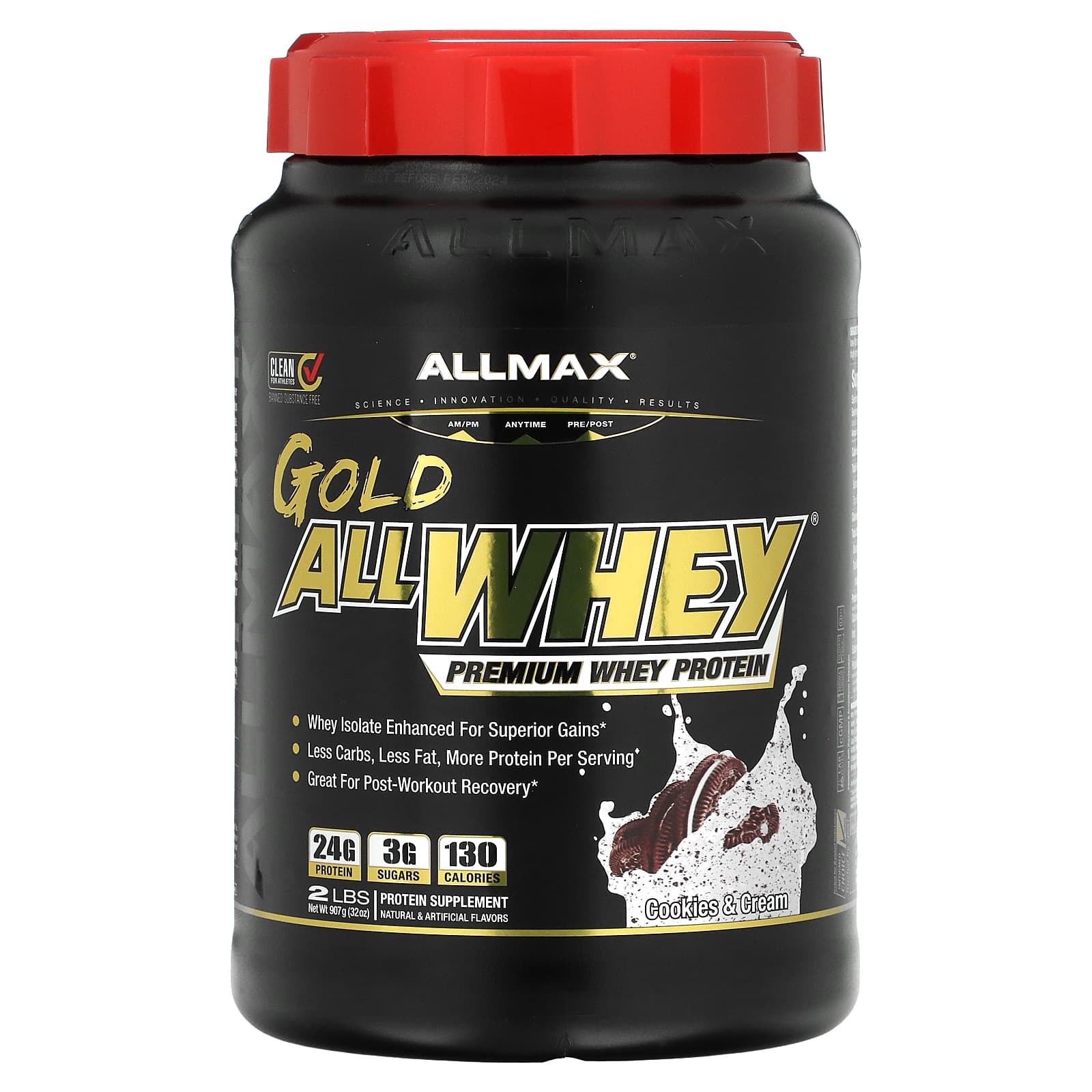 

ALLMAX, GOLD ALLWHEY®, Premium Whey Protein, Cookies & Cream, 32 oz (907 g)