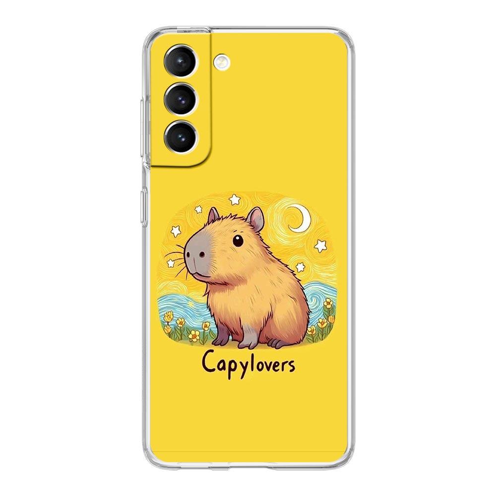 Phone Case For Samsung Galaxy S25 S24 S23 FE S22 Ultra S20 S21 5G S10 Plus S10E Soft Clear Cover Anime Capybara Porpoise