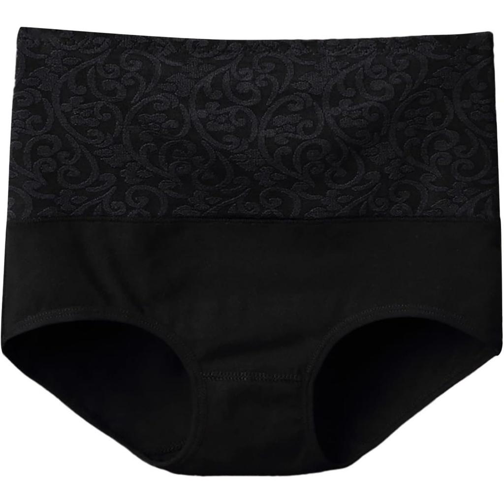 5 Pack High Waist Cotton Underwear for Women Full Coverage Floral Print Panties Soft Breathable Briefs Multicolor