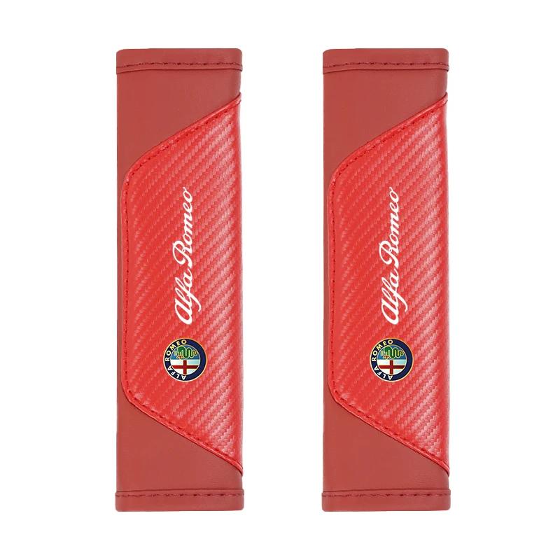 Hub Caps Car Seat Belt Shoulder Cushion Protective Cover For Alfa Romeo 156 159 147 4C 8C 166 Giulia Giulietta Mito Stelvio Spid CVP1