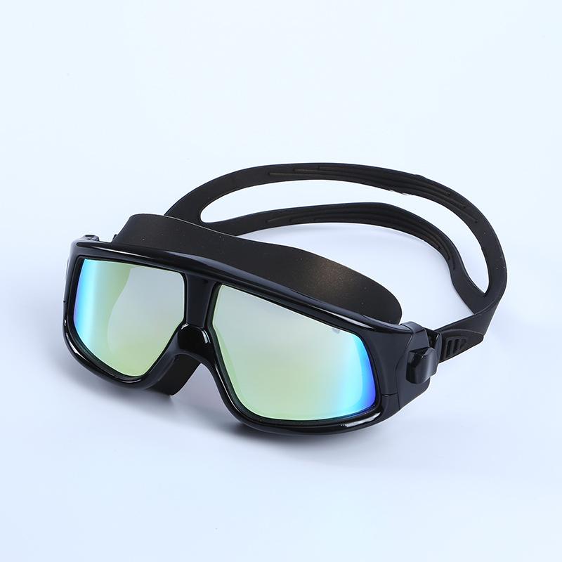 Adult electroplated silicone swimming goggles Unisex Outdoor High-Definition Large Frame Anti-Fog Waterproof Myopia swimming goggles чёрный