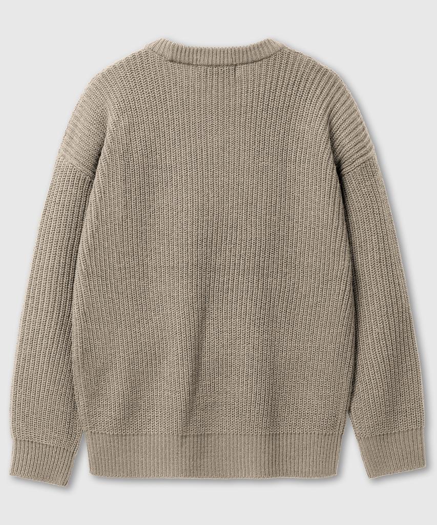 LEMAIN SECOND Oversized Voluminous Washable Crew Neck Hazzi Knit [Beige]
