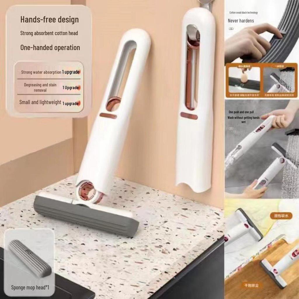 Portable Absorbent Mini PVA Sponge Mop with Squeegee for Home & Dormitory
