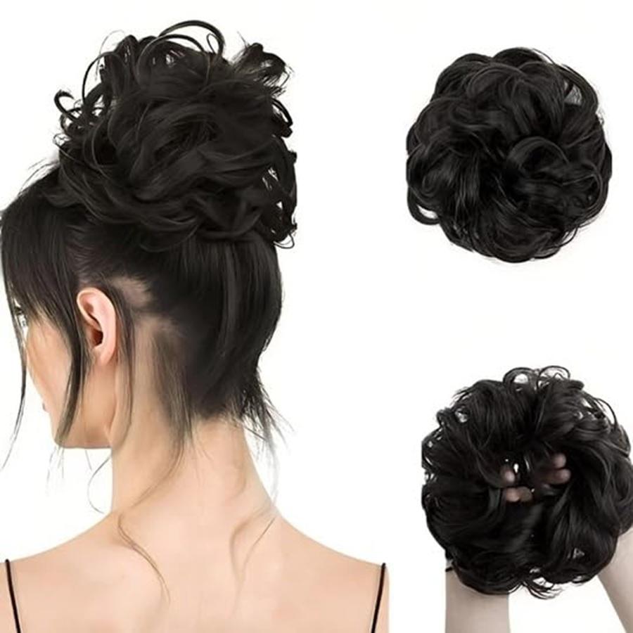 TreegoArt Fashion TreegoArt Artificial Fake Messy Hair Bun Hair Pieces Wavy Curly Fake Scrunchies Ponytail Extension For Women - Pack Of 1
