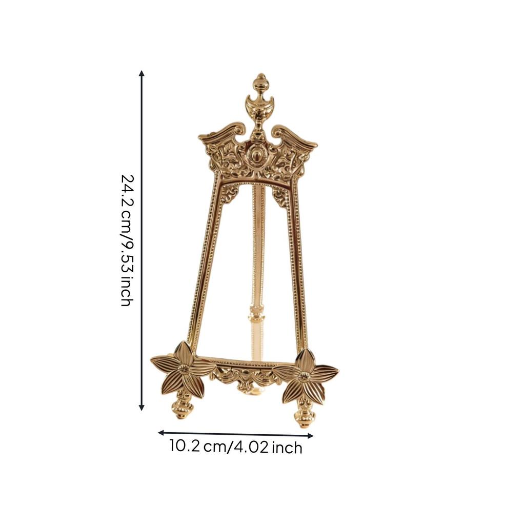 Tabletop Frame Stand Ornate with Crowned Golden Finish-Tone