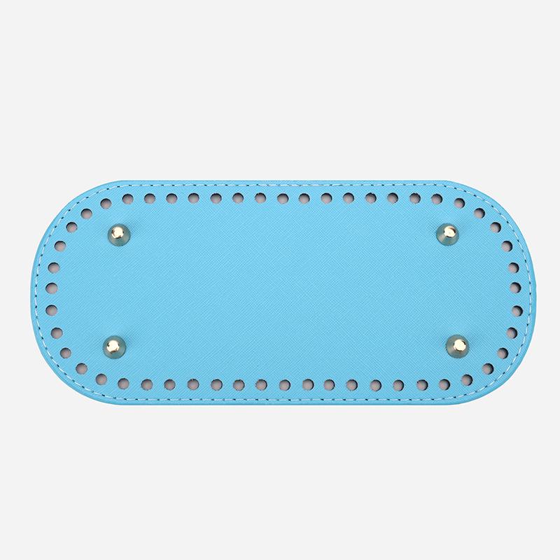 Handmade Woven Oval PU Bag Bottom with Cross Pattern (22x10cm)