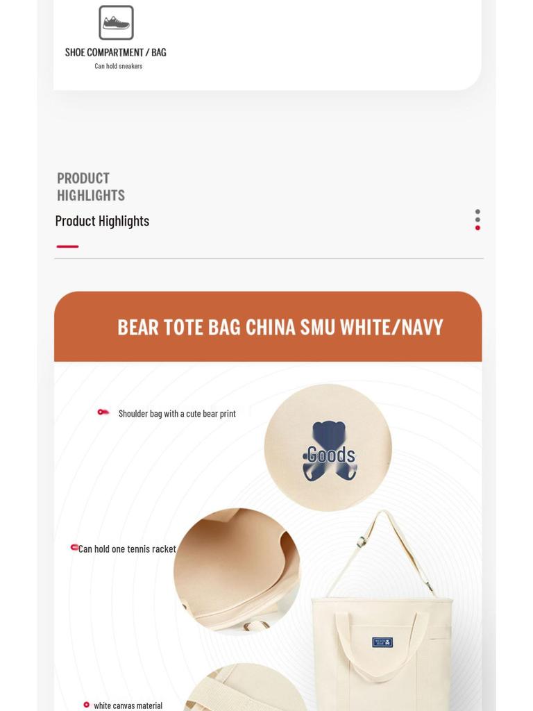 Wilson Little Bear Print Leichter Tennis-Sling-Rucksack