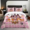 3-piece Halloween Pink Ghost, Castle Pattern, 1 Quilt Cover+2 Pillowcases, Coreless, Soft and Comfortable Duvet Cover Set