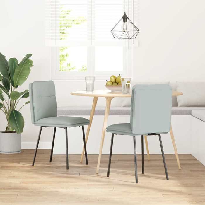 VidaXL Dining Chairs Set of 2 Light Grey Velvet, Chair, Living Room Chair, Accent Chair, Kitchen Chair, Seat of 4101309