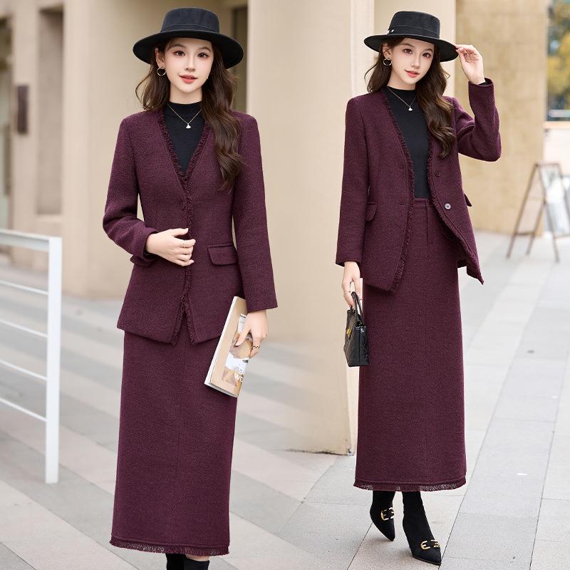 

Осінньо-зимовий ароматний стиль вовняне пальто та спідниця комплект SX3068 XL 60-65kg