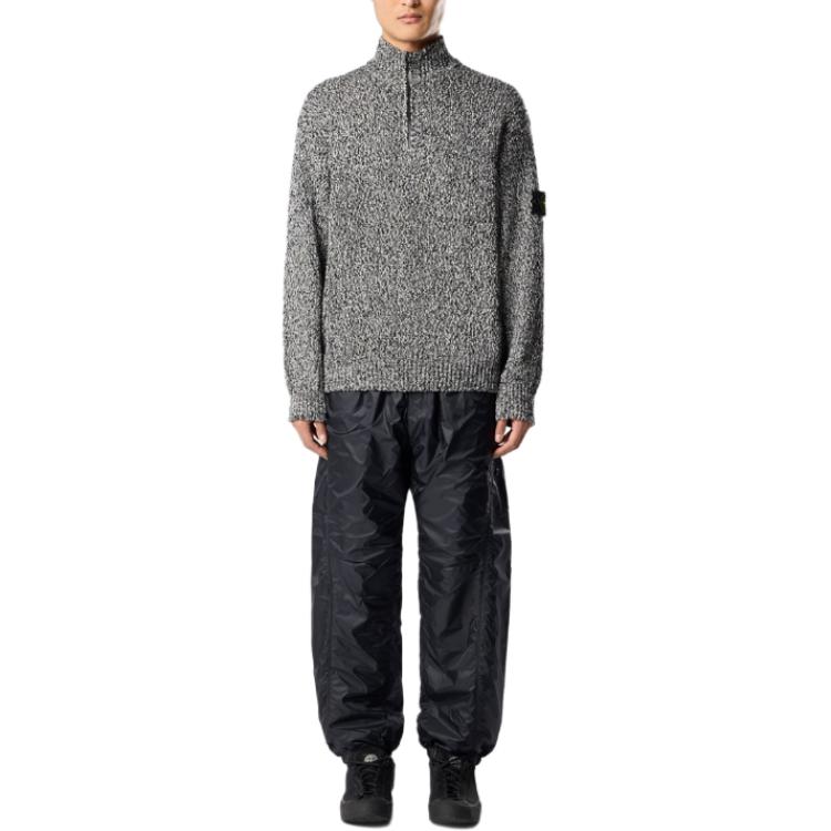 Stone Island Ribbed Stand Collar Loose Fit Long Sleeve Knit Sweater Men sweater L1S155100026S0N11-V0M29